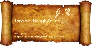 Janzer Menyhért névjegykártya